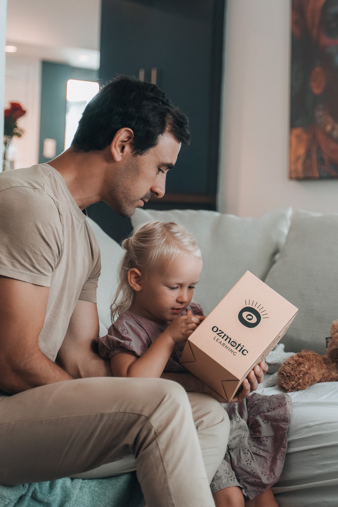Ozmotic bedtime learning projector creating a calm projected learning moment
